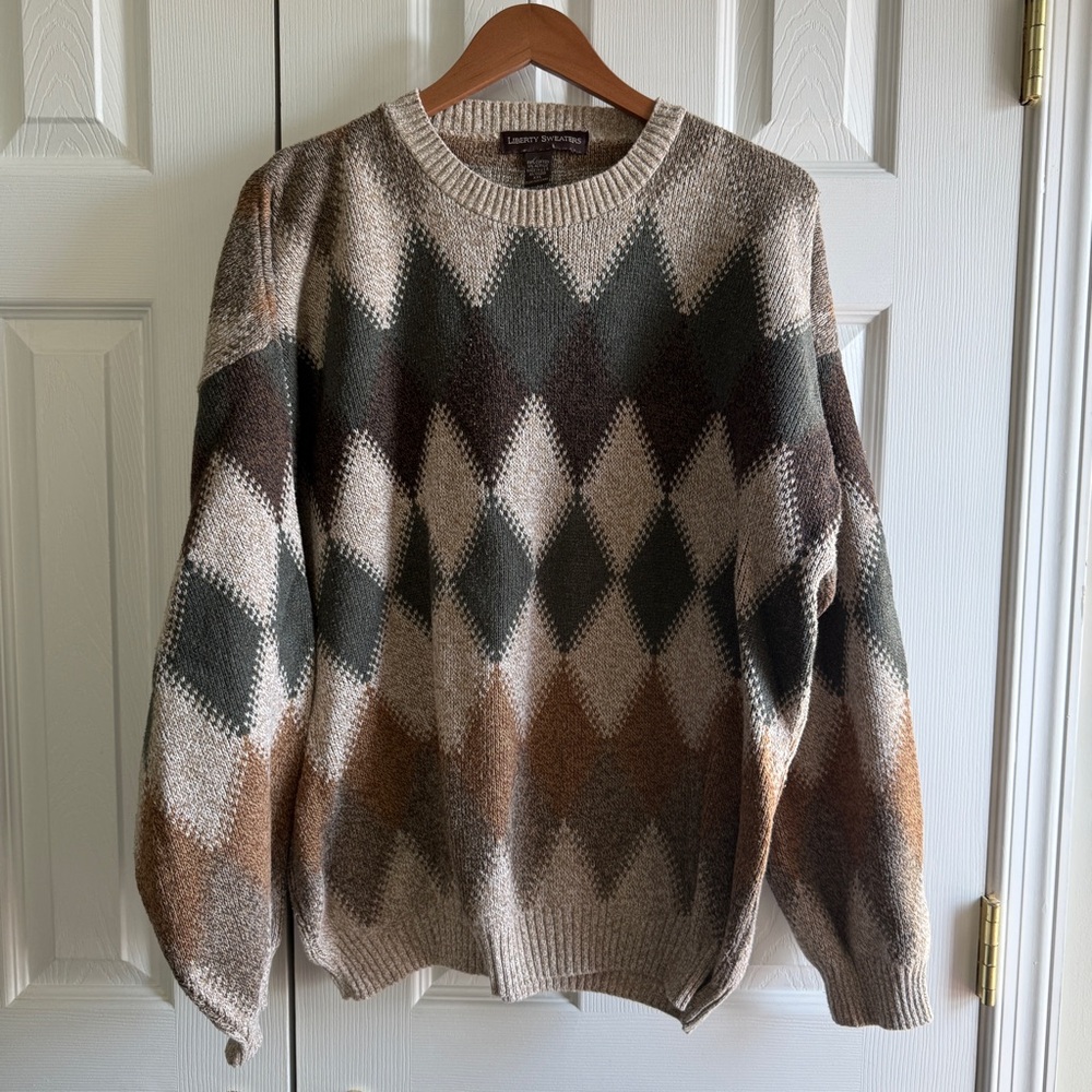Vintage Liberty Sweaters Argyle Knit | XXL | Neutral Earth Tones